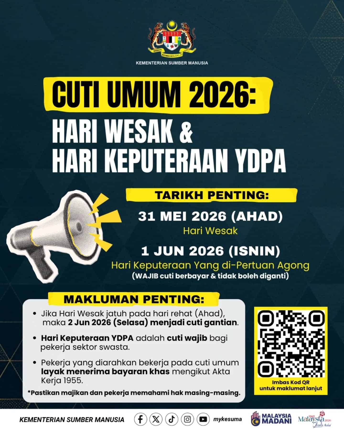 Cuti Wesak & Agong 2026
